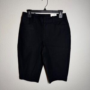 INC International Concepts Slim Fit City Bermuda Shorts Womens 6 Black Mid Rise
